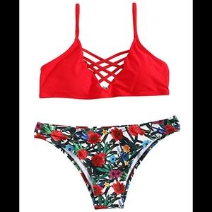 NWOT Women's Bathing Suit Spaghetti Floral Print